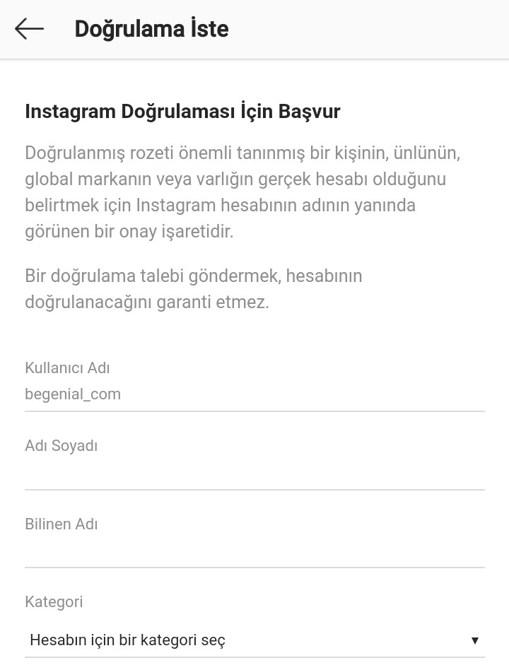 Instagram doğrulama ayrıntıları