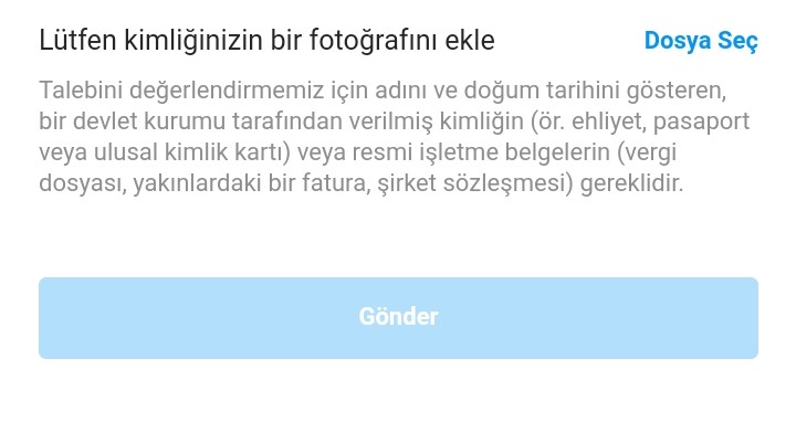 Instagram doğrulaması için fotoğraf kimliği ekleme